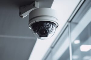 security-camera-is-mounted-ceiling-building